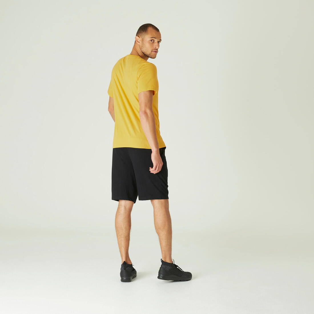T-shirt fitness manches courtes slim coton col rond homme blanc a imprimé