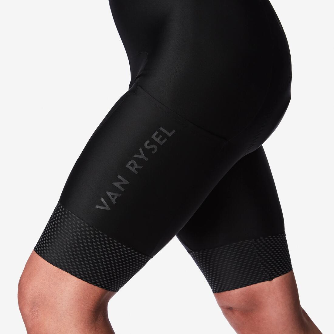 Cuissard court à bretelles de vélo de route temps frais homme, RCR 2 noir