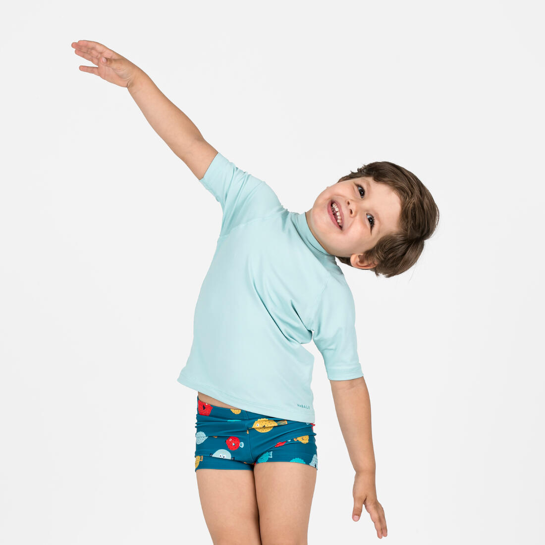 Boxer de bain bébé / enfant bleu imprimé crabes