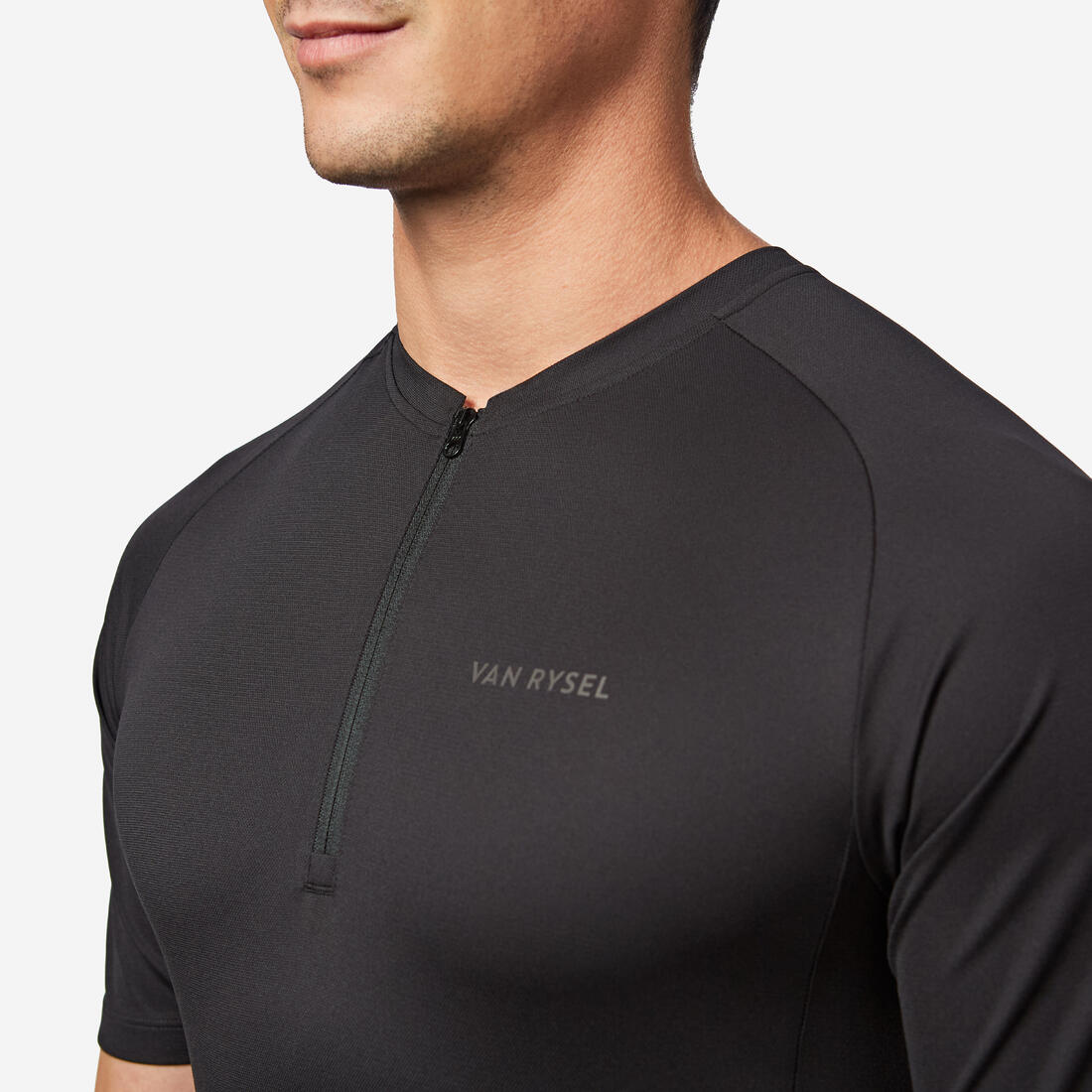 Maillot velo route manches courtes ete homme - essentiel noir
