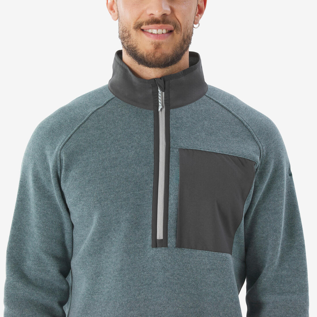 Pull de randonnée homme, NH500 Demi-zip