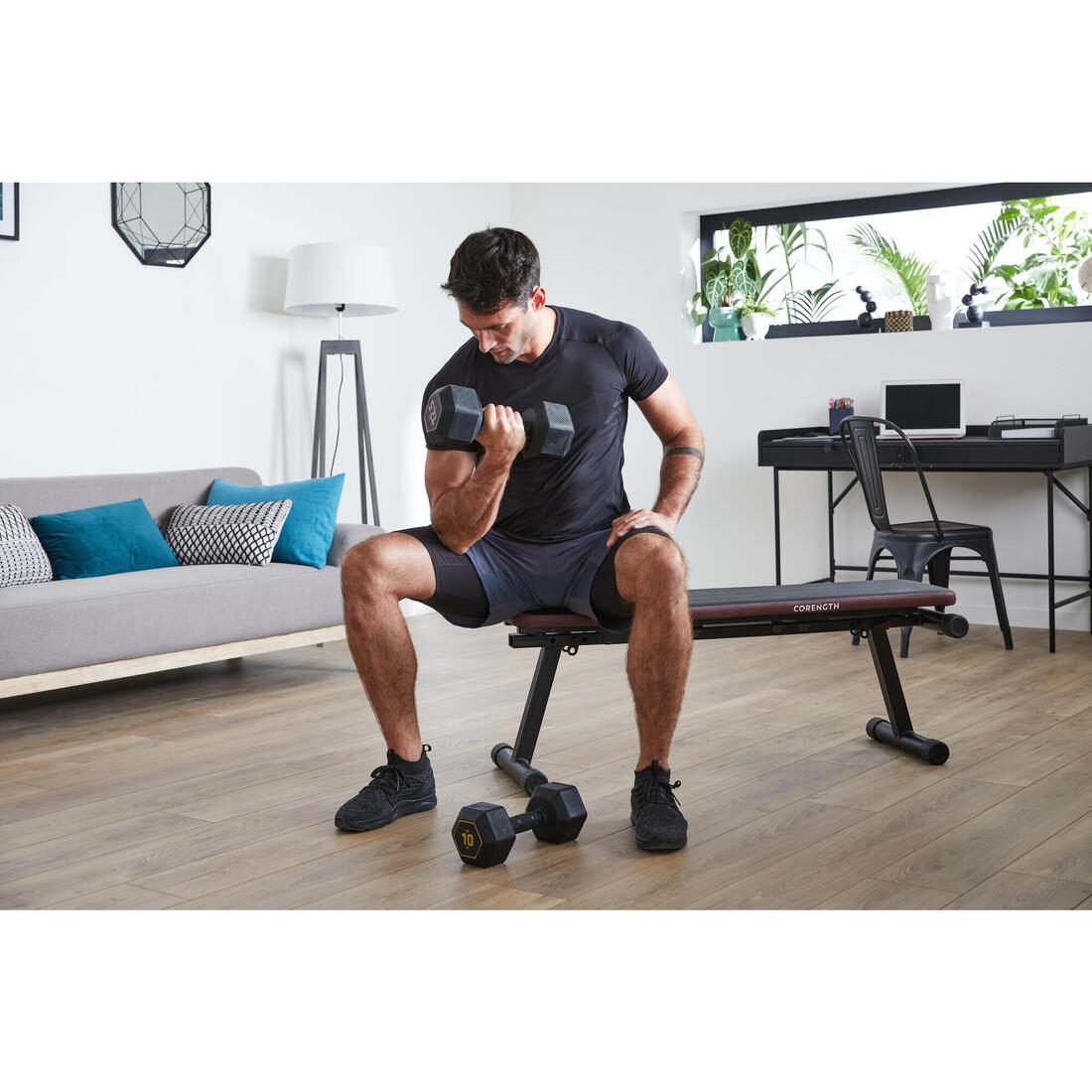 Haltères de cross training et musculation 12,5 kg - dumbbell hexagonale noire