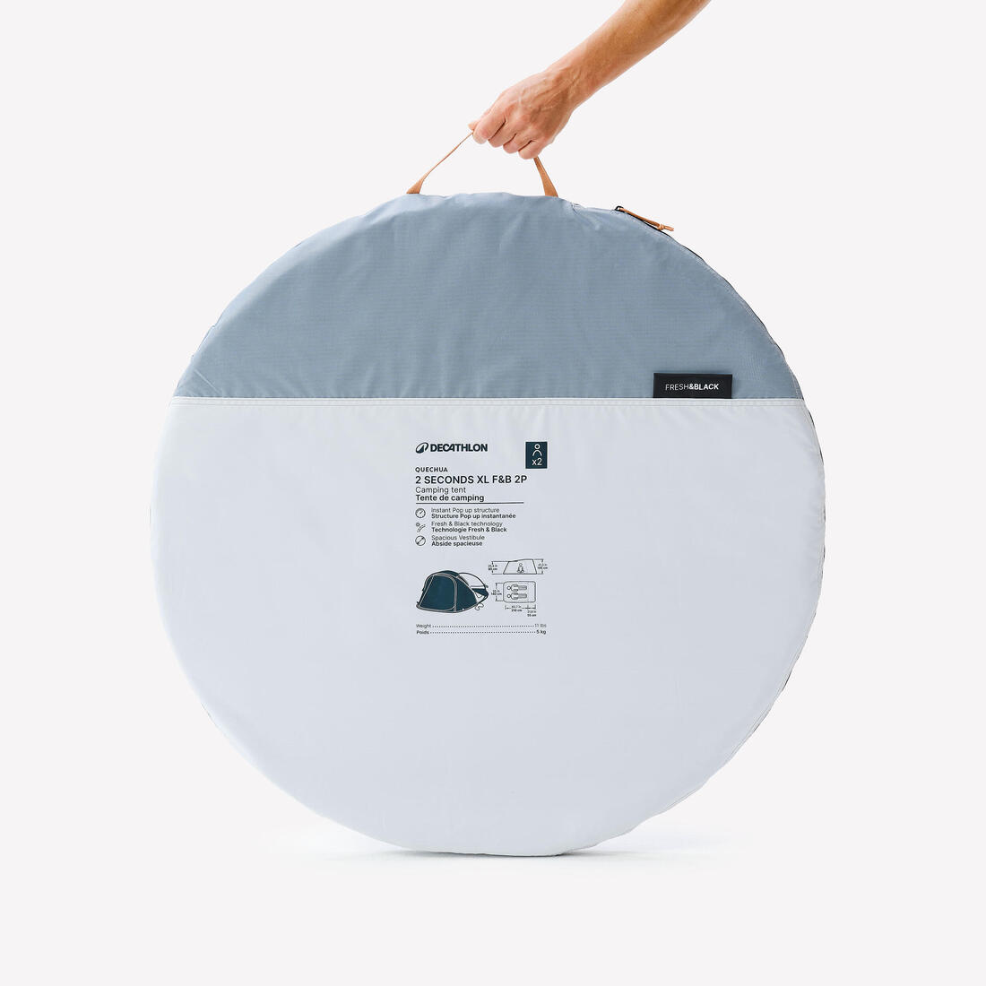 Tente de camping instantanée 2 places, 2 Seconds XL Fresh & Black