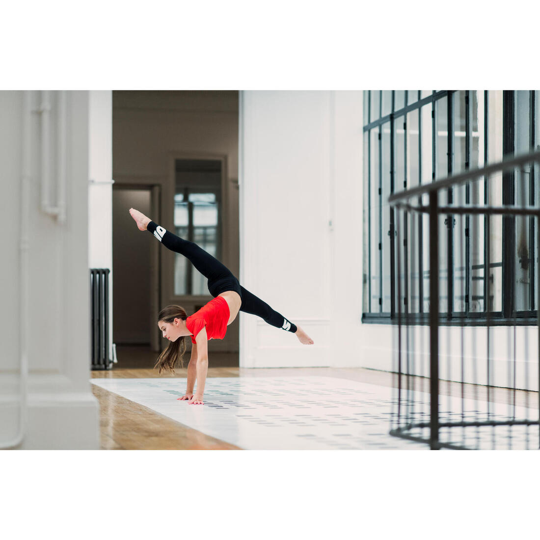 Legging danse moderne noir taille haute à graphisme fille