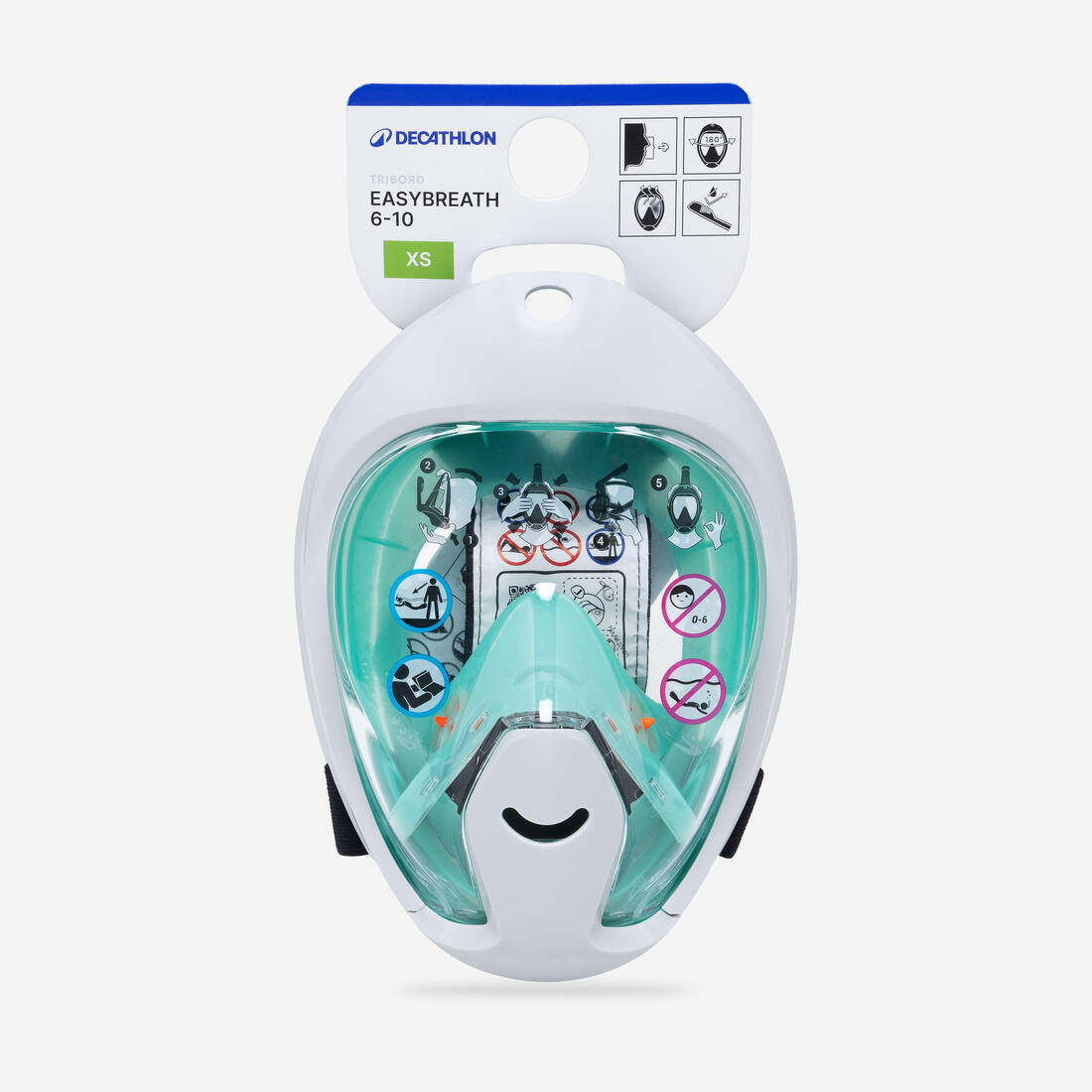 Masque easybreath snorkeling enfant XS (6-10 ans) - SANS SAC