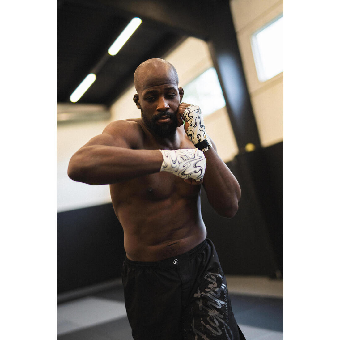 Bandes de boxe 3m résistante, blanc cassé et noir