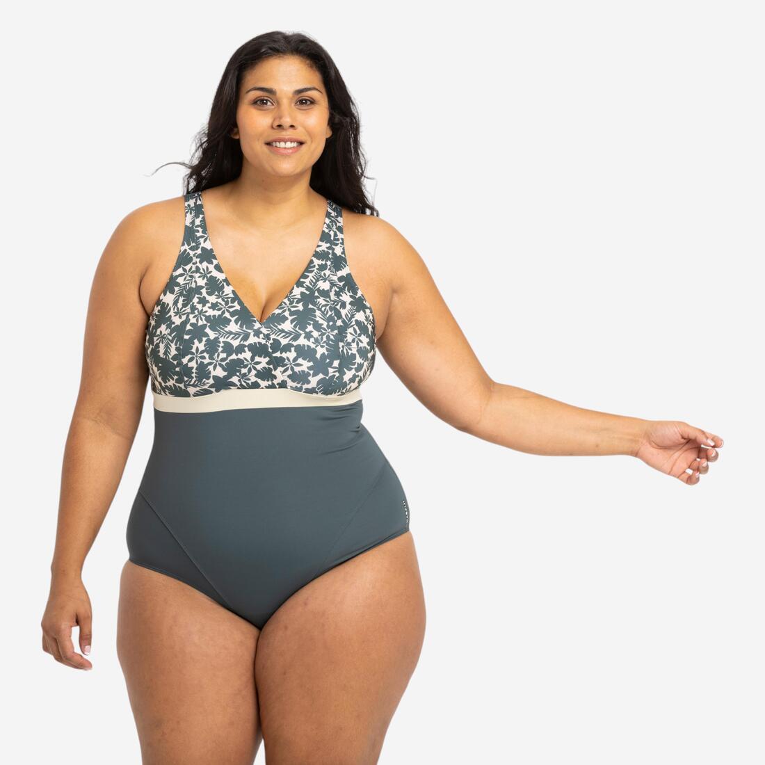 Maillot de bain 1 pièce Aquagym femme Mia Dot bleu Bonnet D/E