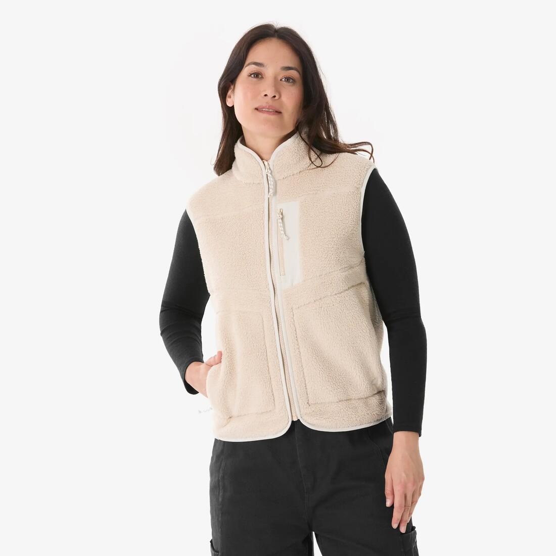 Gilet polaire de randonnée femme, sherpa MH500 beige