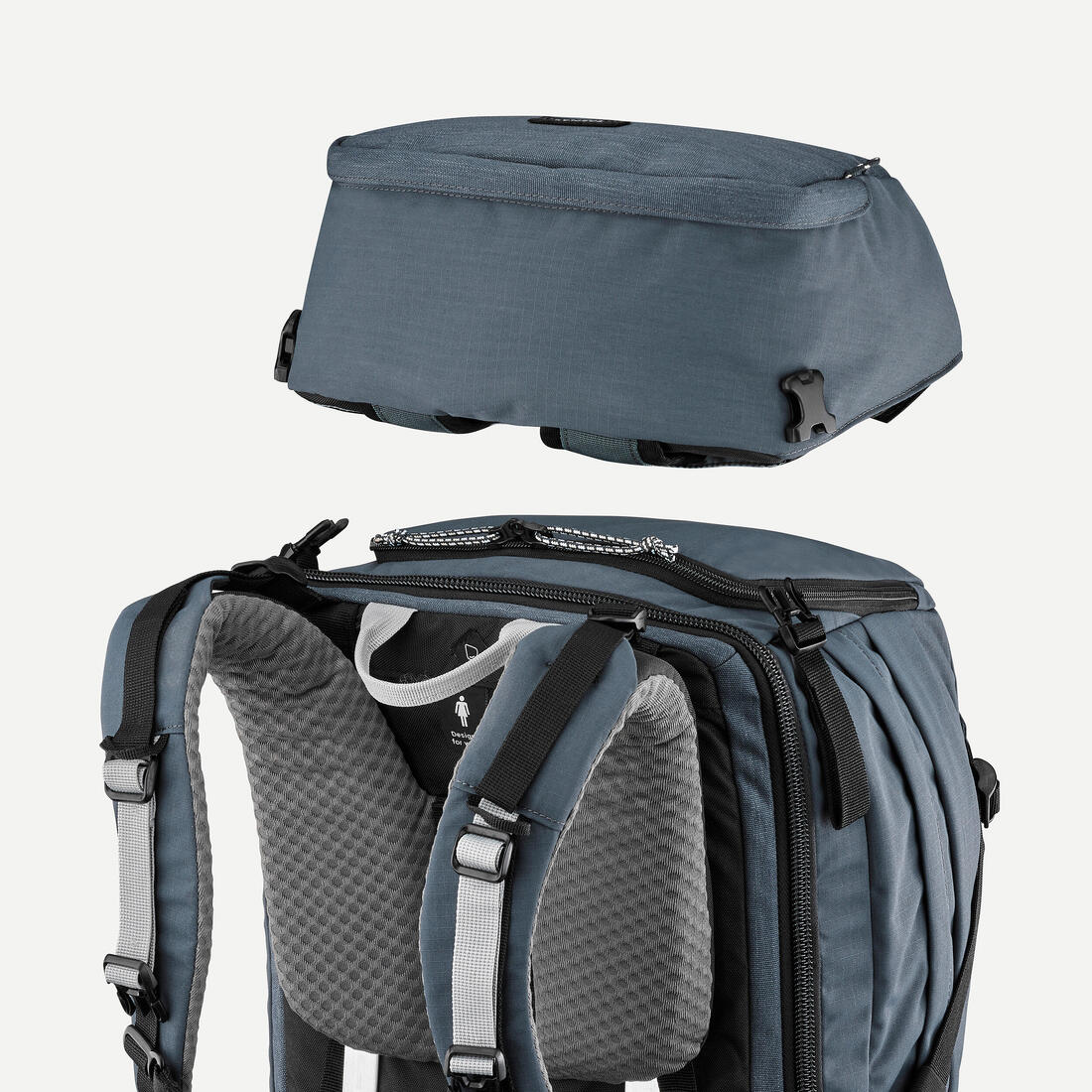 Sac a dos de voyage et trekking - ouverture valise 50+6l - travel 900 - femme