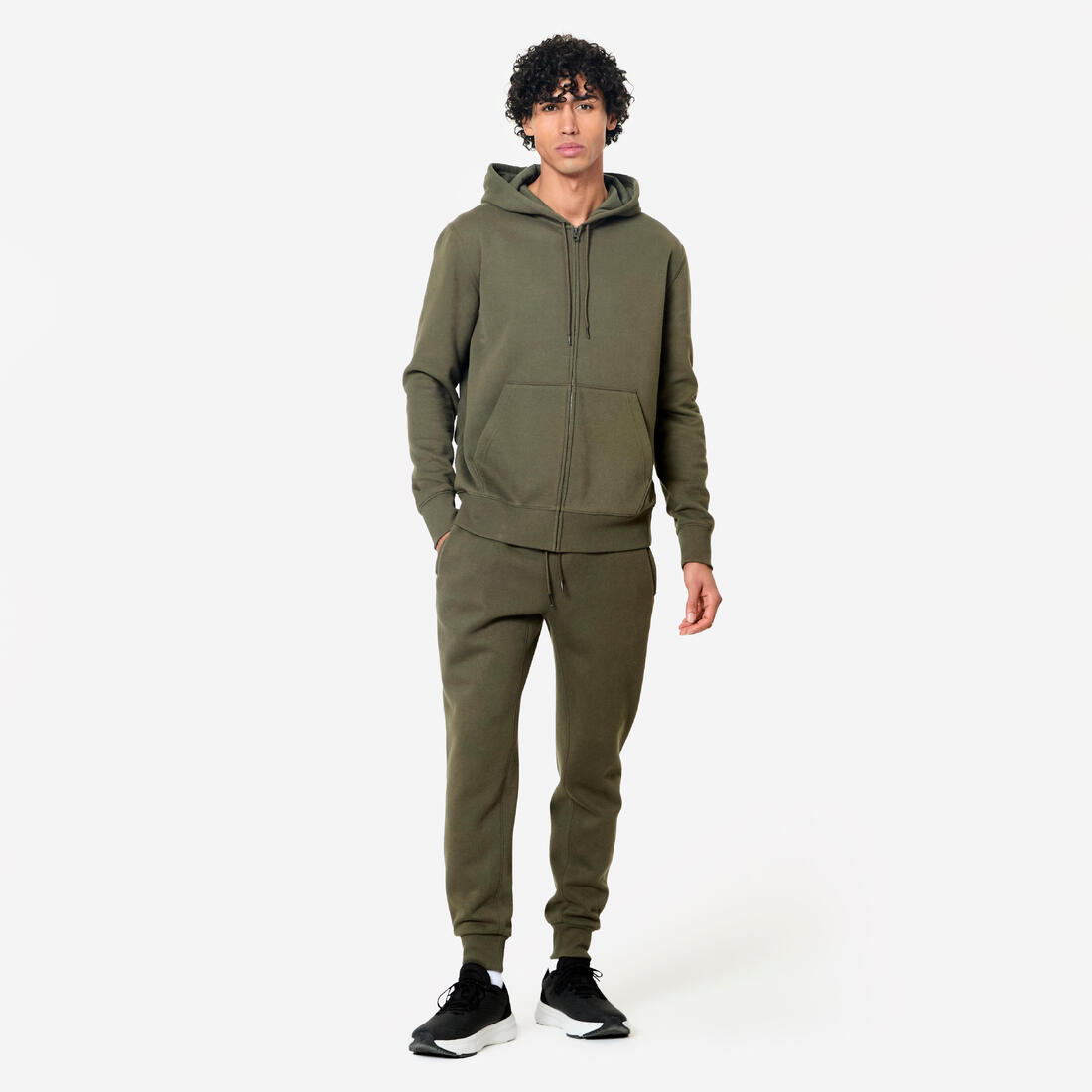 Sweat zippé à capuche de fitness en molleton homme
