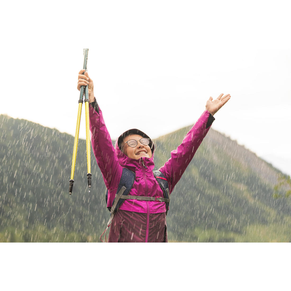 Veste imperméable de randonnée - MH500 violette - enfant 7-15 ans