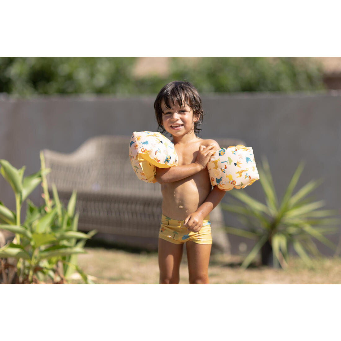 Boxer de bain bébé / enfant bleu imprimé crabes