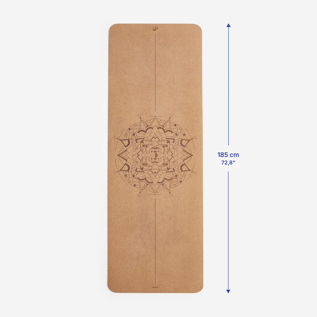 Tapis de yoga dynamique en liège adhérent épaisseur 4 mm, design mandala