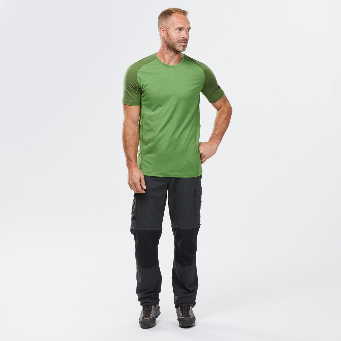 T-shirt de trek manches courtes en laine mérinos - homme - mt500
