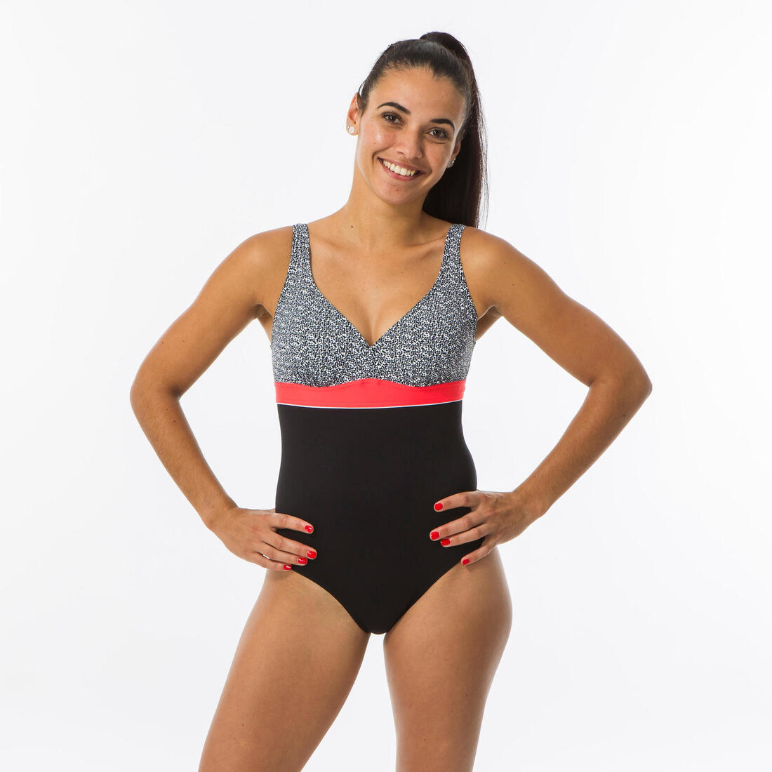 Maillot de Bain Gainant Natation Femme 1 Pièce Kaipearl Triki Bloom Navy