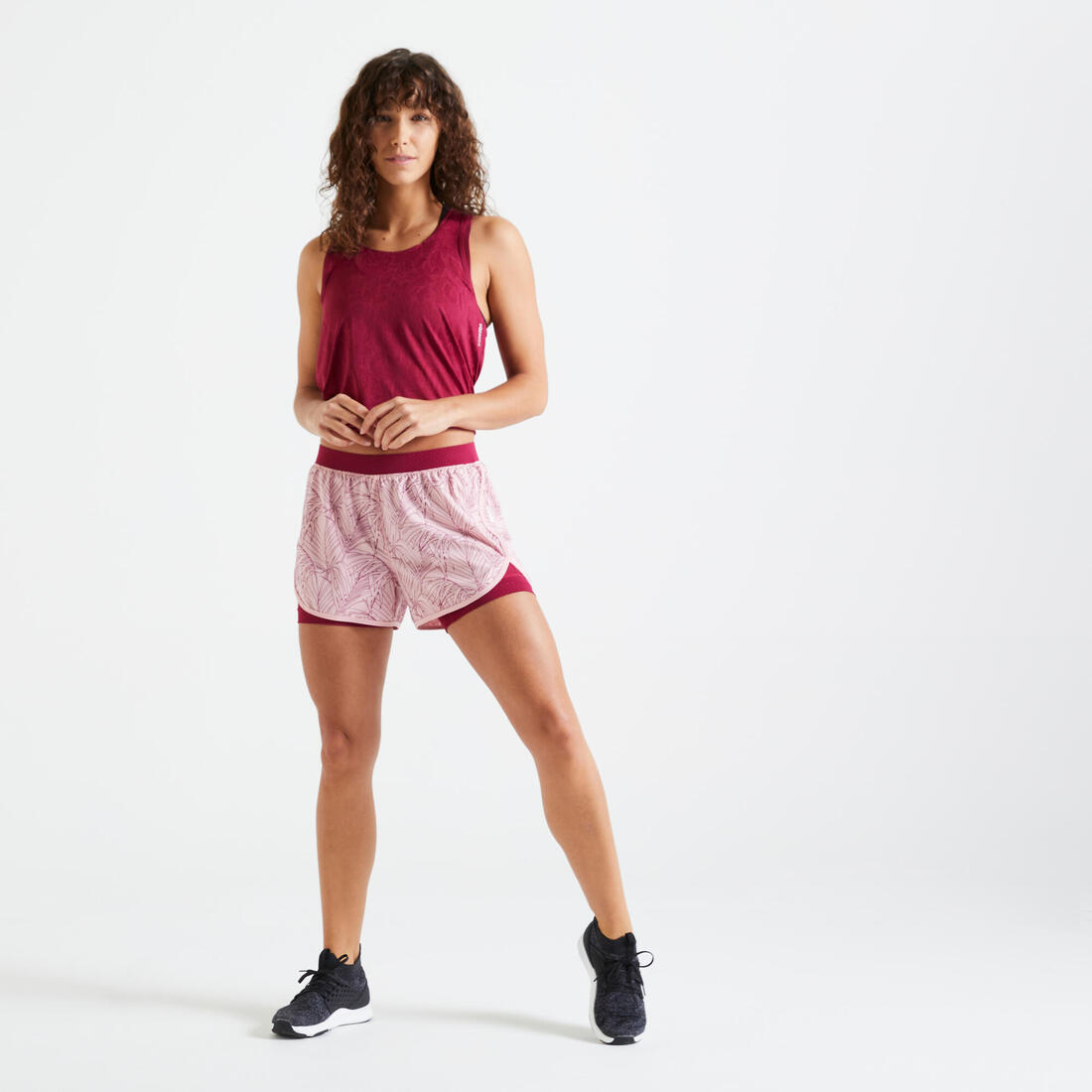 Short de fitness double couche femme