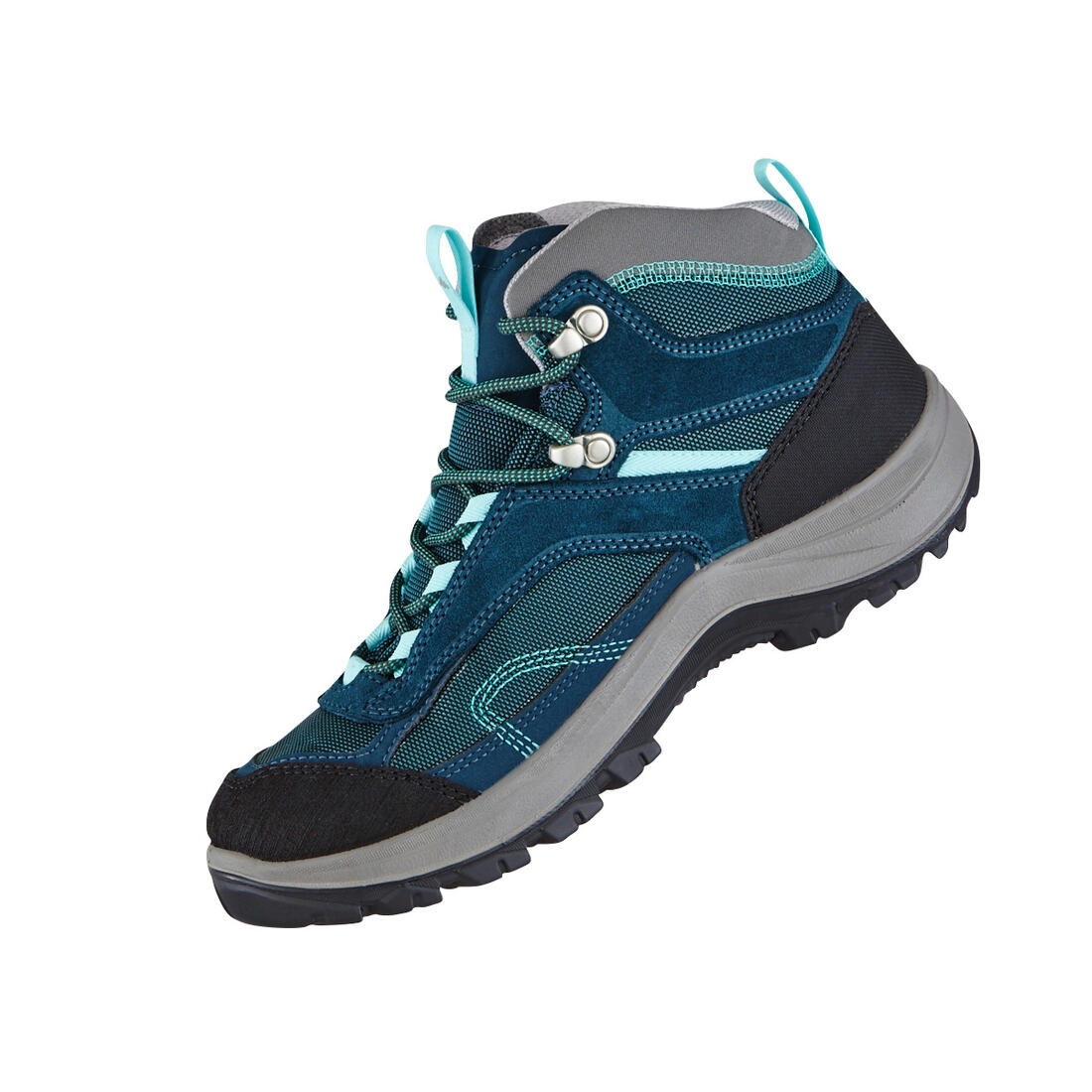 Chaussures imperméables de randonnée montagne - MH100 Mid Turquoise - Femme