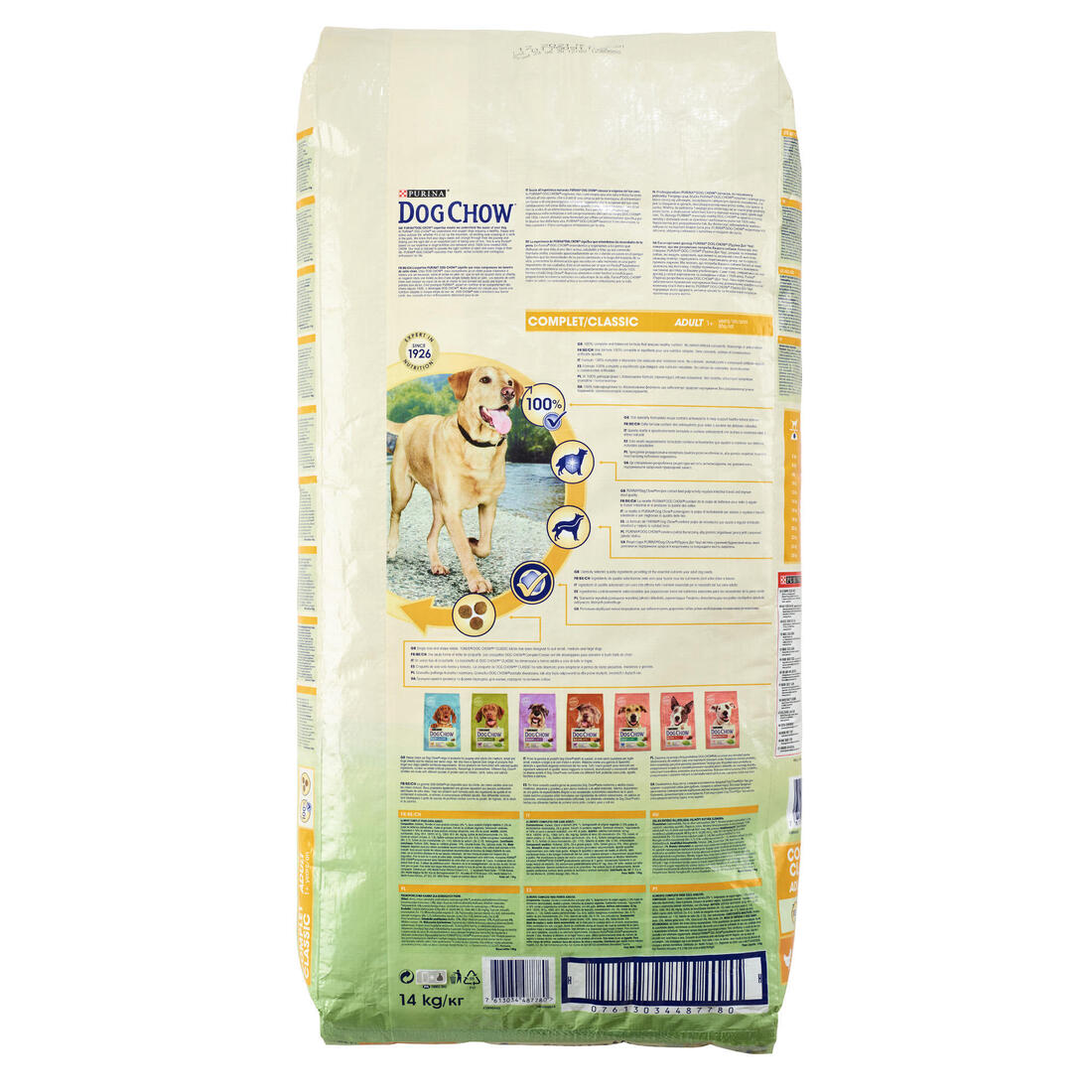 CROQUETTES CHIEN ADULTE COMPLET/CLASSIC POULET DOGCHOW 14KG