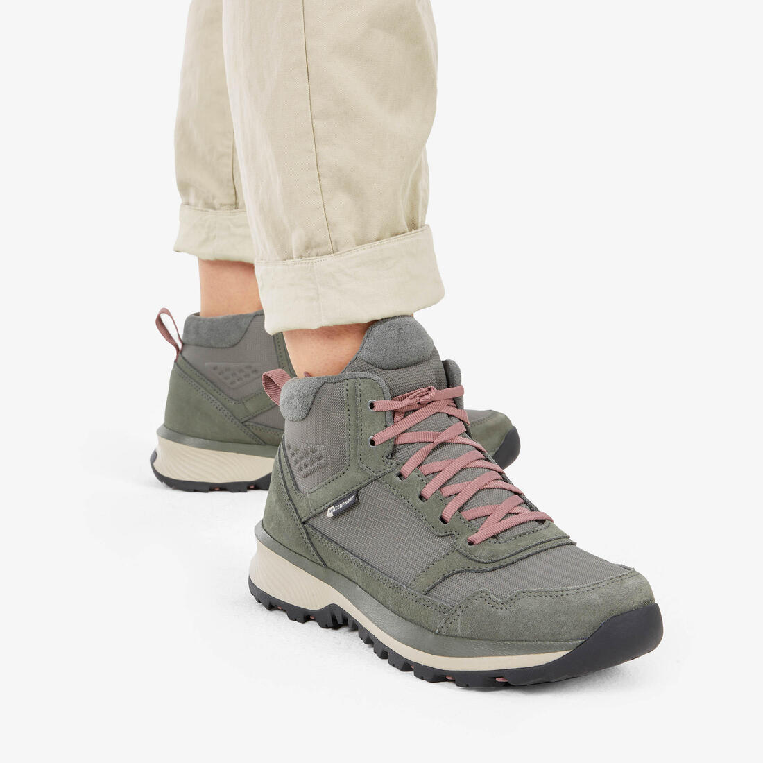 Chaussures de randonnée mid imperméables femme, NH500 Cuir WP