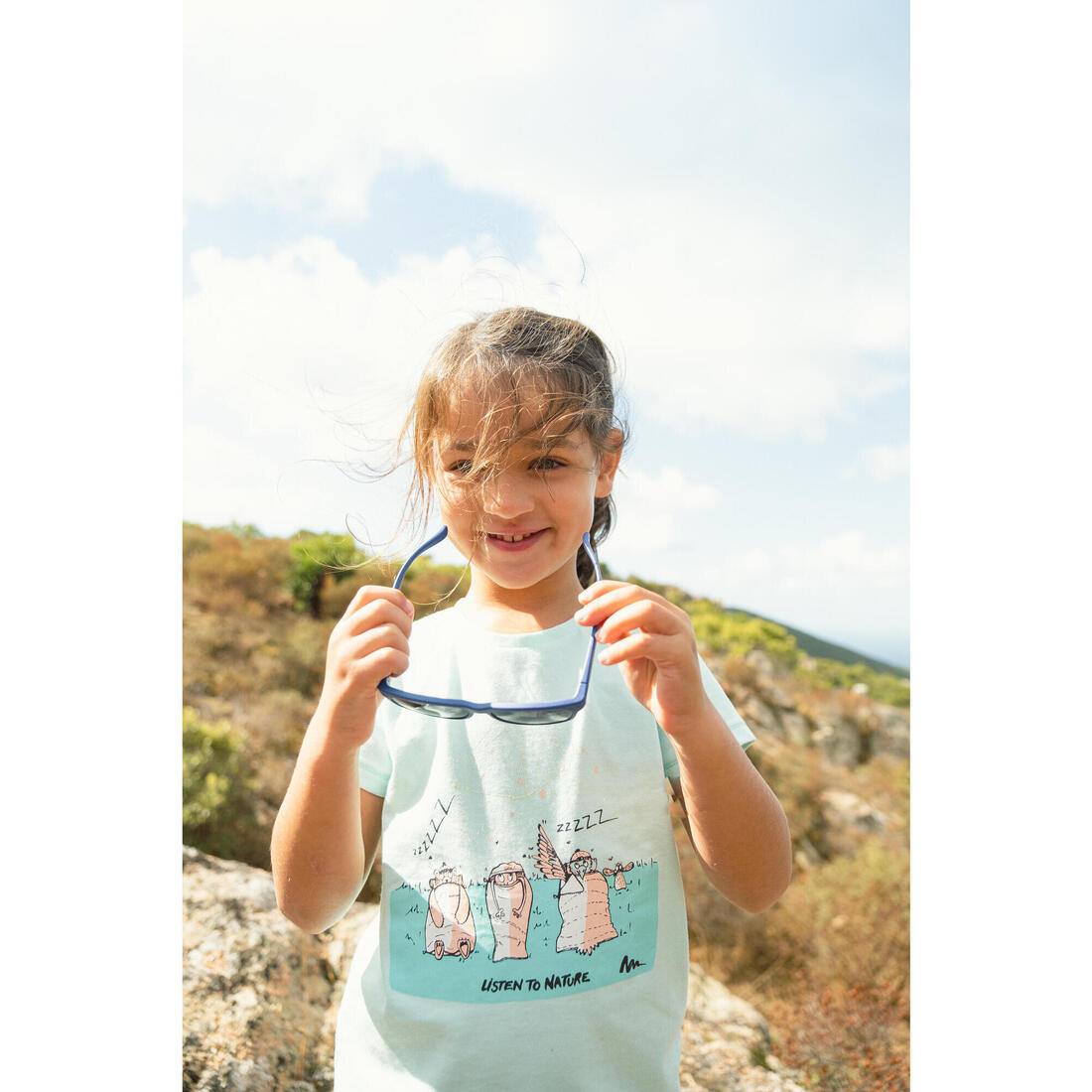 T-shirt de randonnée - MH100 KID rose pâle phosphorescent - enfant 2-6 ANS