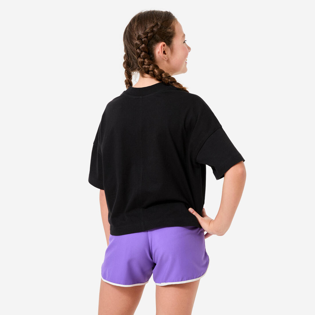 Tee-shirt coupe loose fille, noir