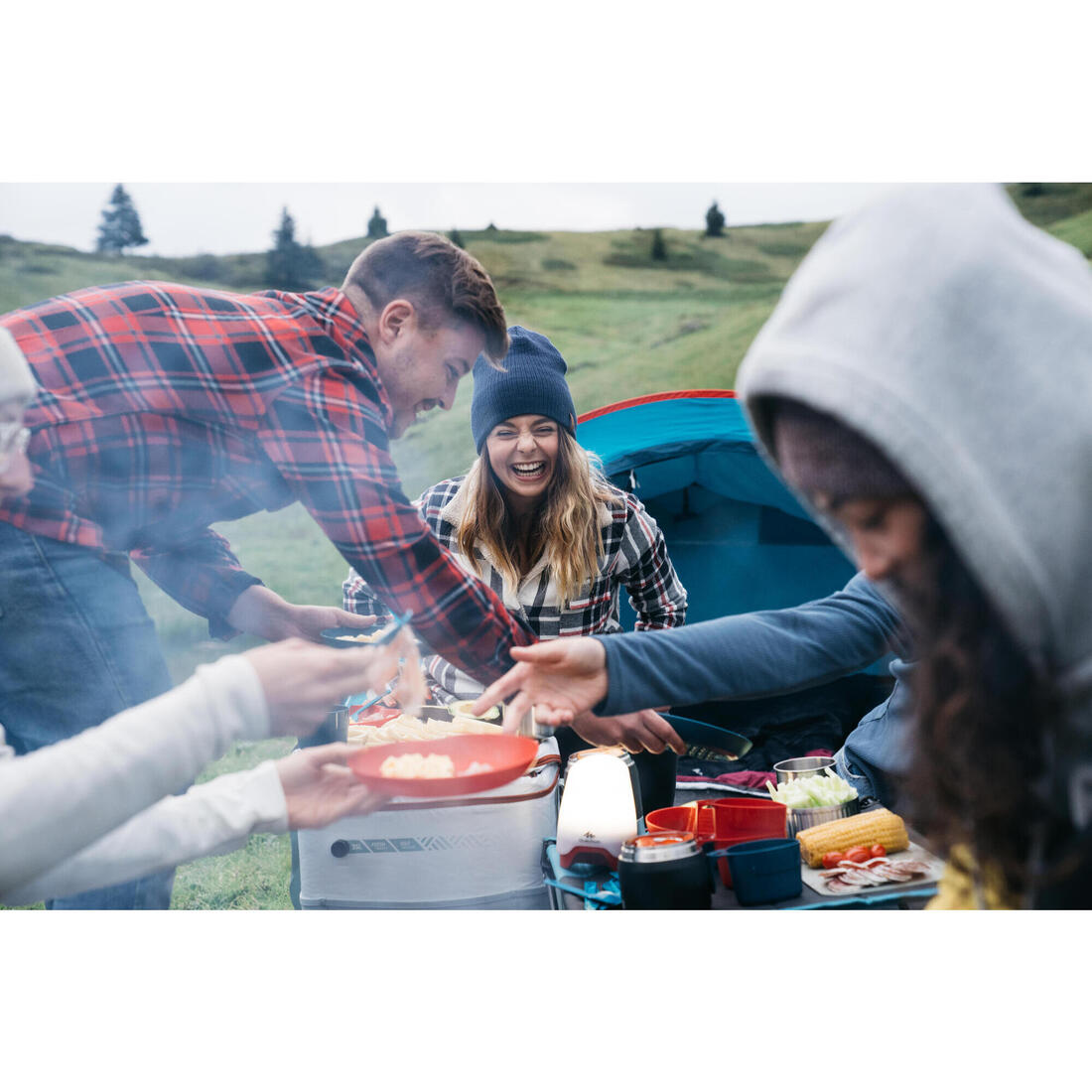 Popote 4 personnes de camping en acier inox + anti-adhésif