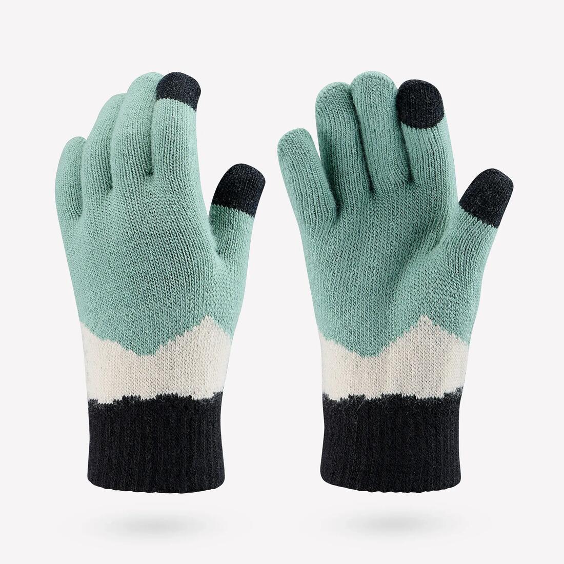 Gants en maille tactiles enfant 4-14 ans, HIKE100 gris et