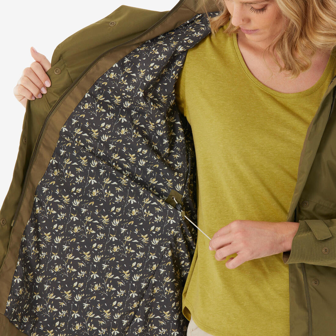 Veste longue imperméable femme, NH500