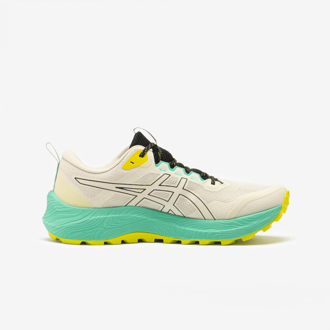 Chaussures de running trail femme, Asics trabuco terra 2, noir vert et