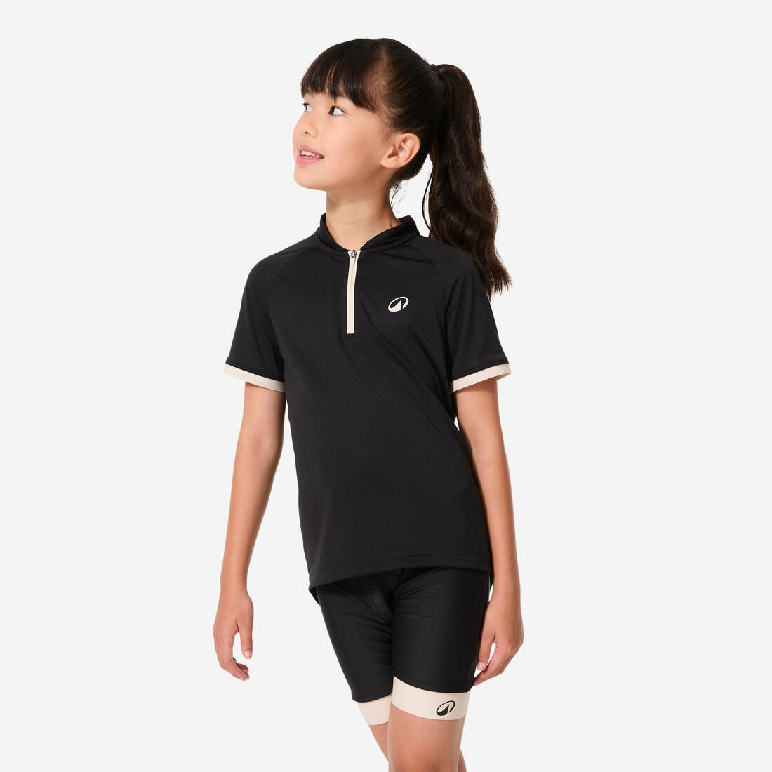 Cuissard vélo enfant 7-13 ans, 500 noir et beige