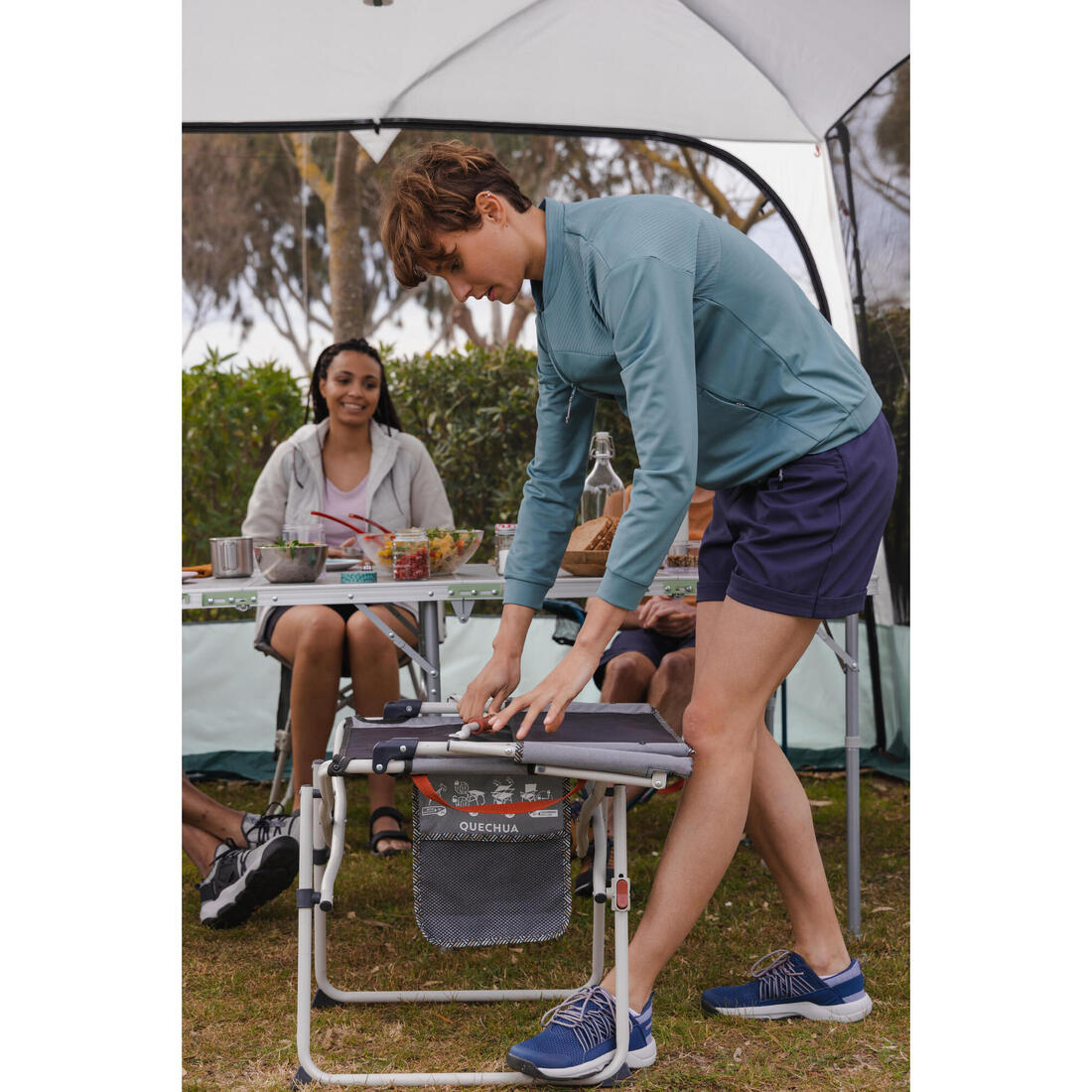 Chaise de camping pliante avec accoudoir