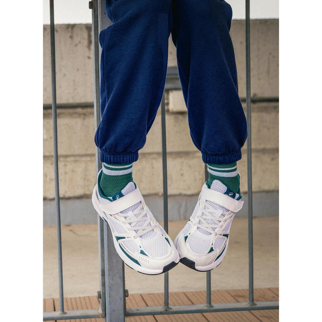 Baskets à scratch légères et respirantes enfant, OG2K vert blanc et