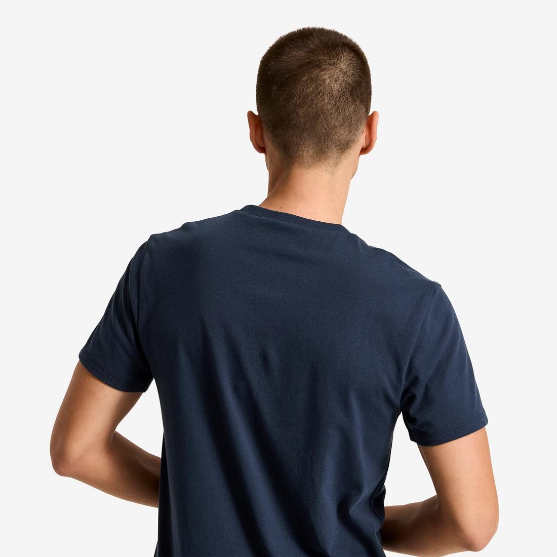 T-shirt de sport en coton col rond homme, bleu foncé
