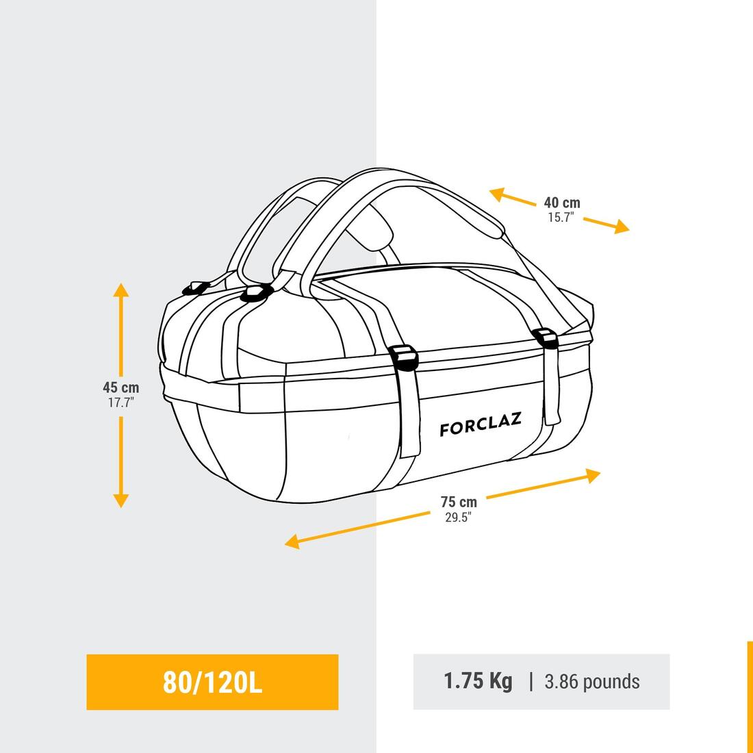 Sac de transport de trekking - 80 L à 120 L - DUFFEL 500 EXTEND