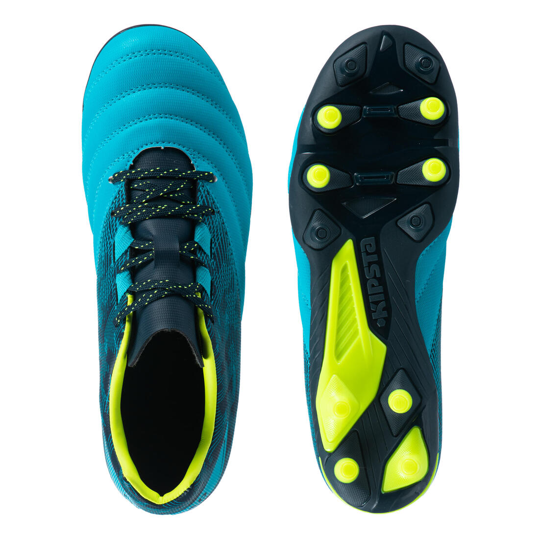 CHAUSSURES DE RUGBY MOULÉES TERRAIN SEC R500 ENFANT bleu indigo