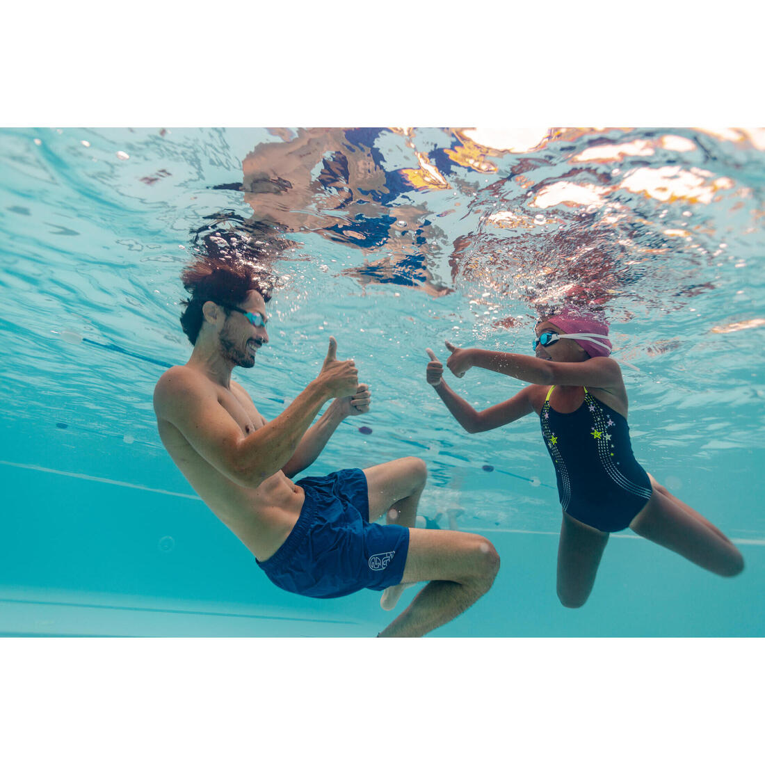 Maillot de bain 1 pièce natation Fille enfant, Lila magic marine