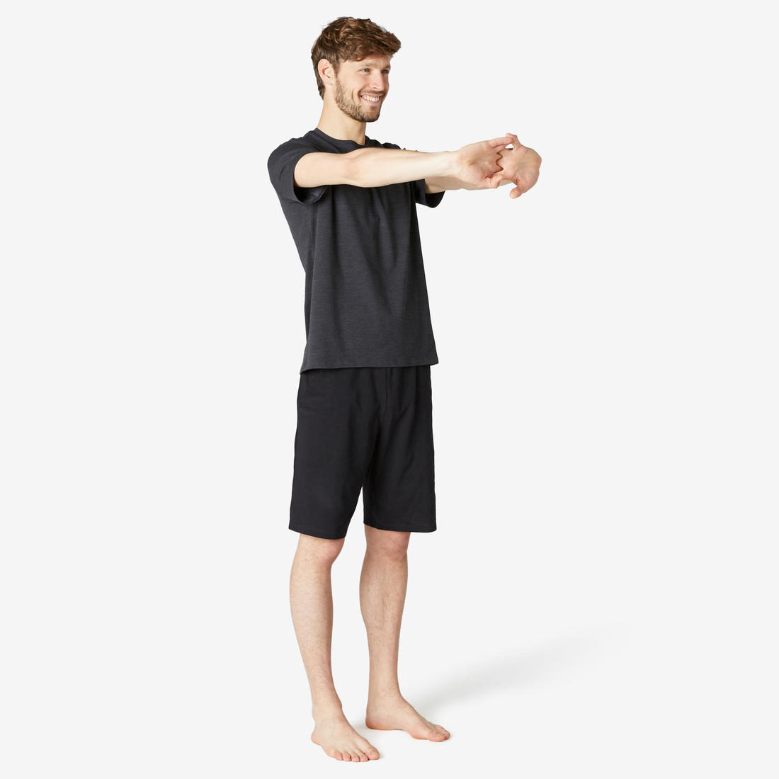T-shirt fitness manches courtes coton extensible col rond homme rouge grenat