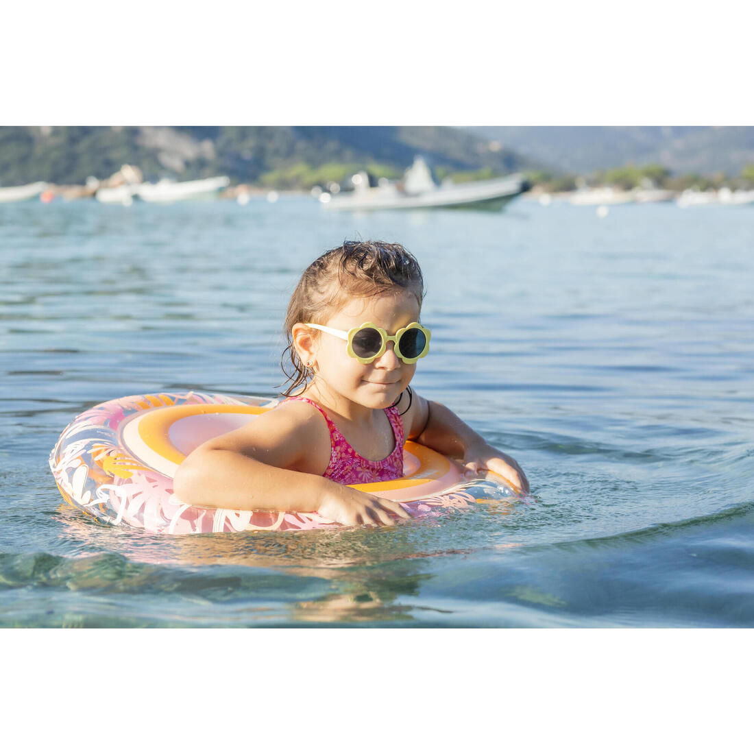 Bouée piscine gonflable 65 cm transparente savane
