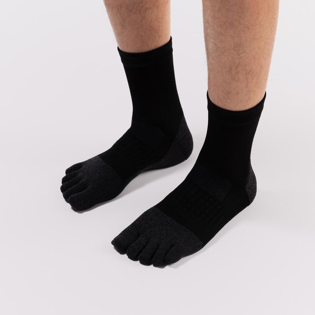 Chaussettes de running 5 doigts noires jaunes