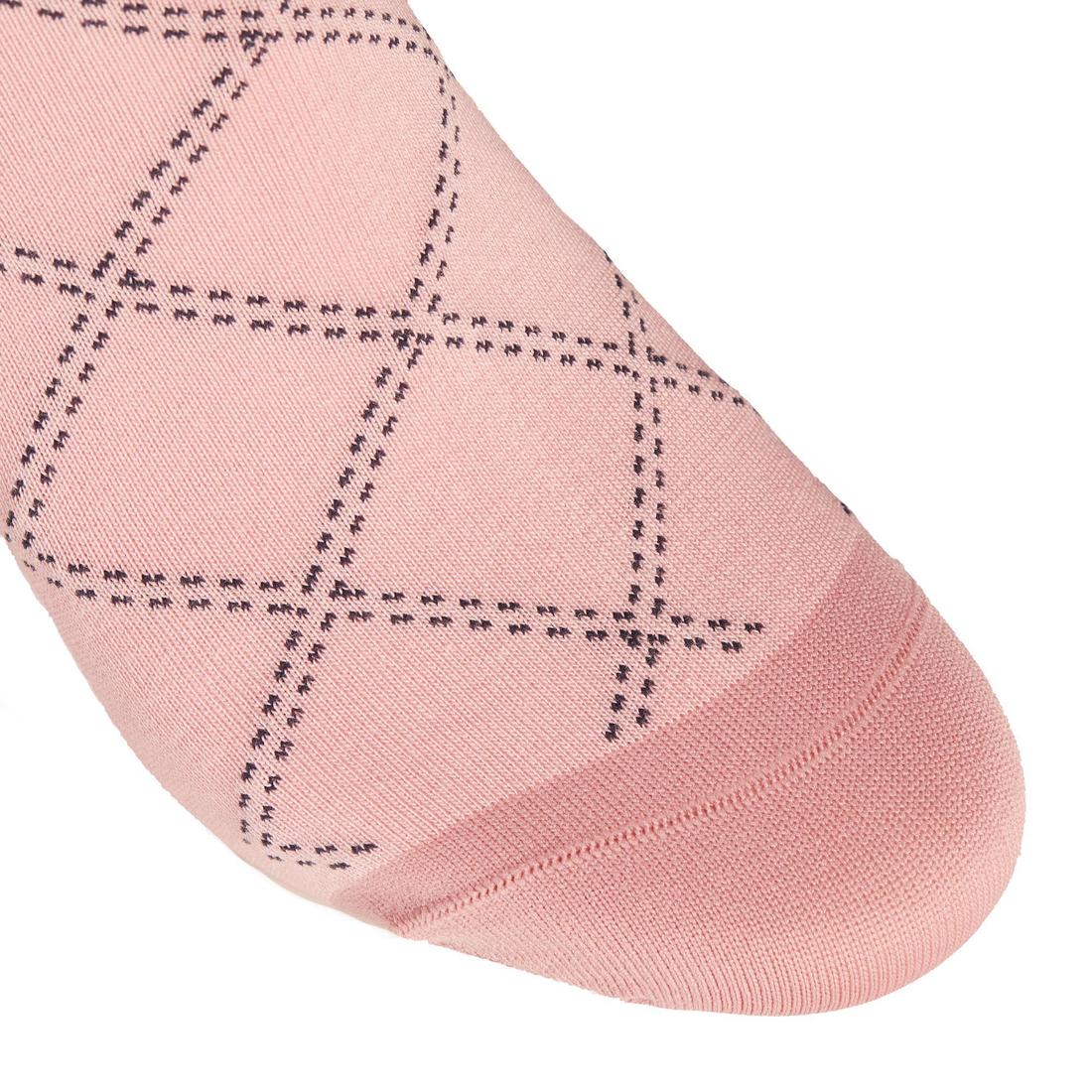 Chaussettes équitation femme 500 LIGHT bleu turquin et framboise