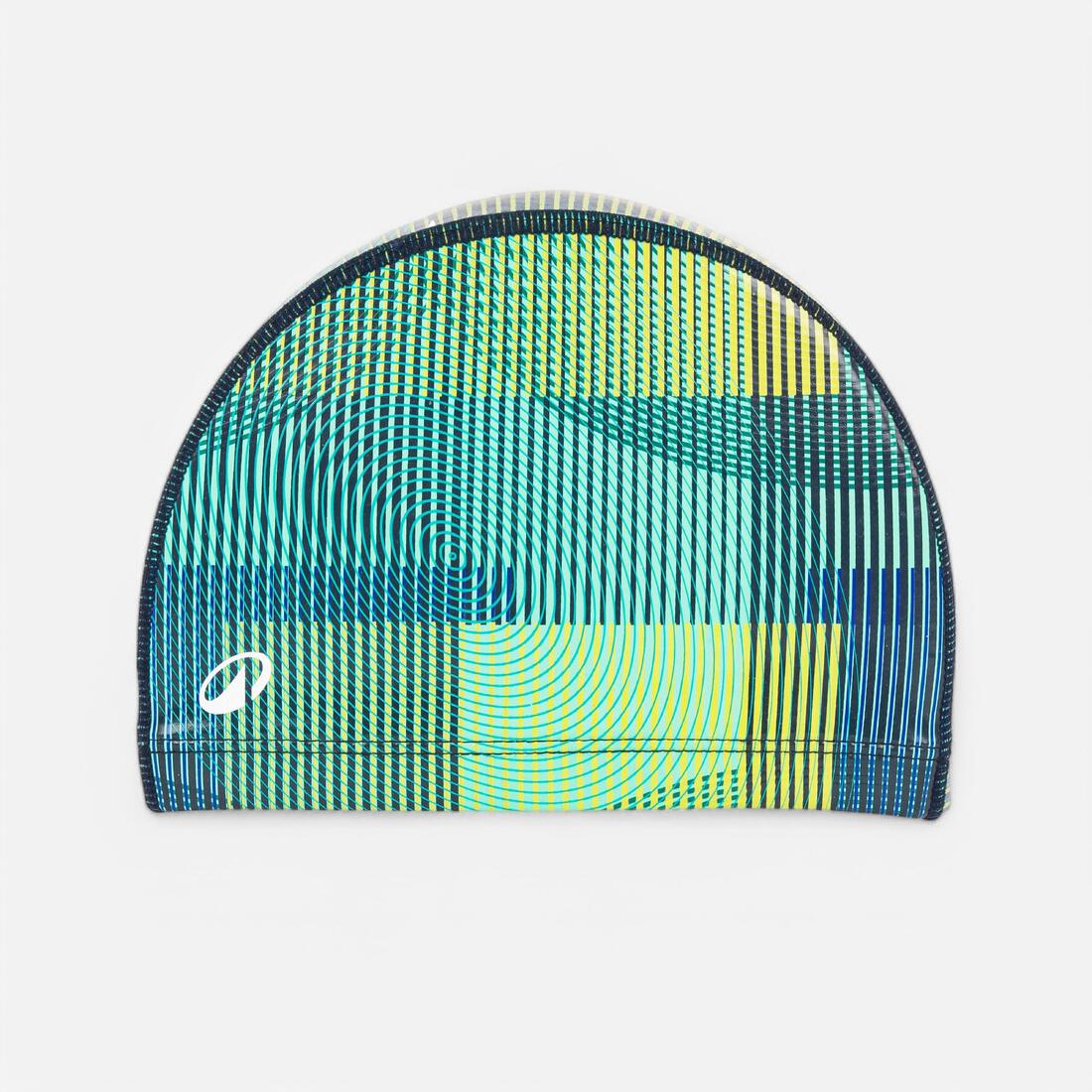 Bonnet de bain en maille enduite - tissu imprimé - taille m - vert line