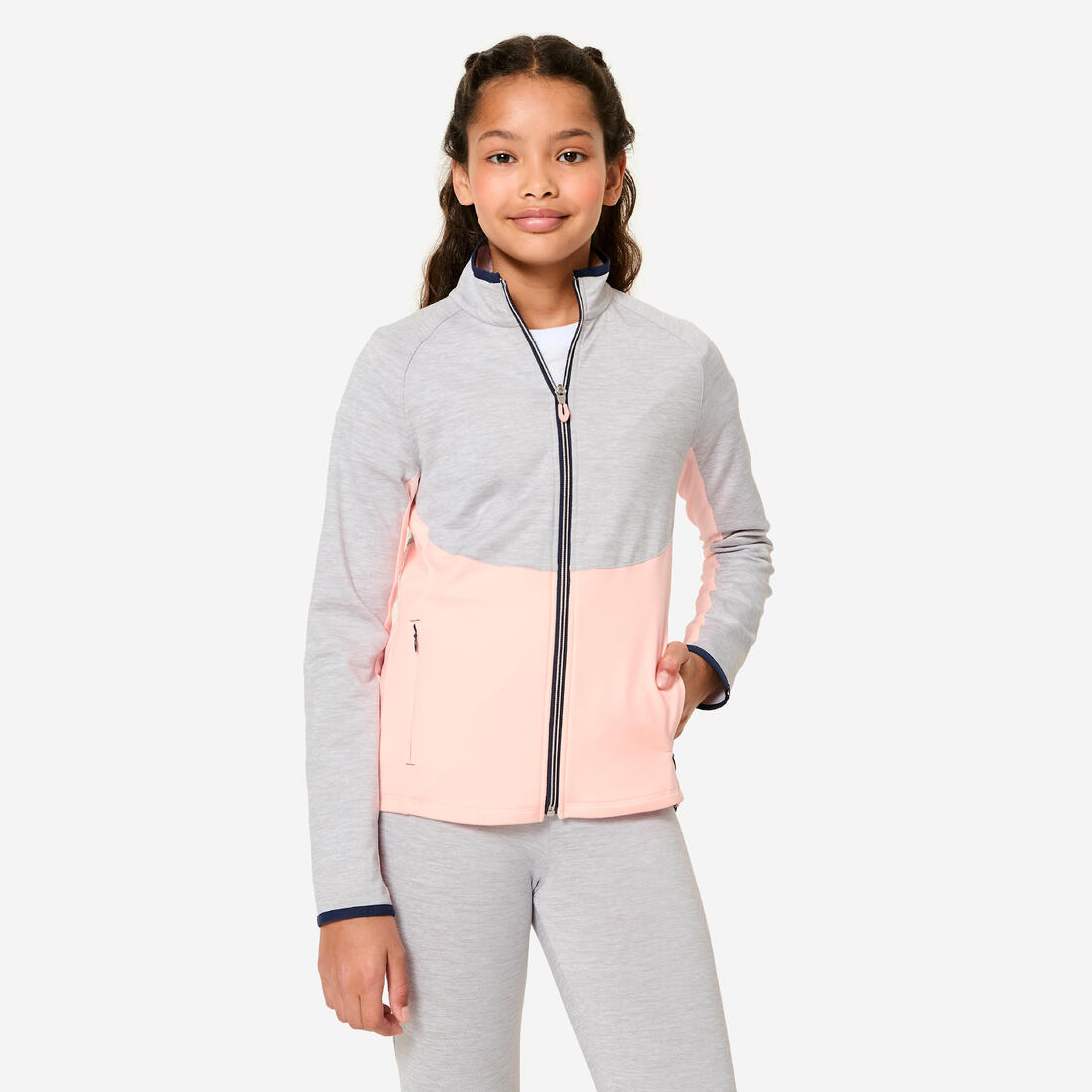 Survêtement enfant respirant, gris et rose pastel