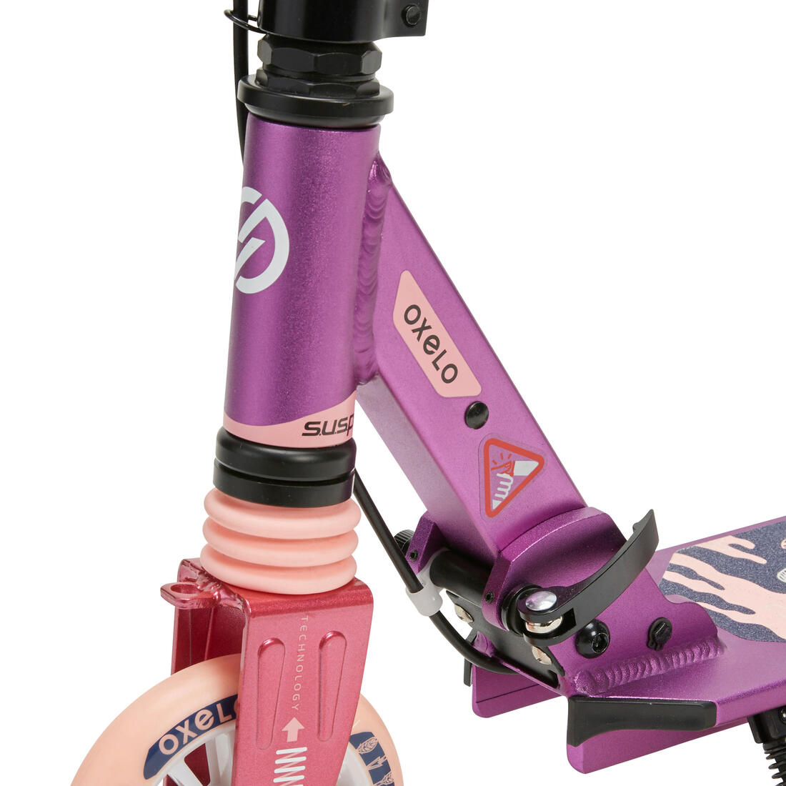Trottinette enfant mid5 avec frein au guidon et suspension violette