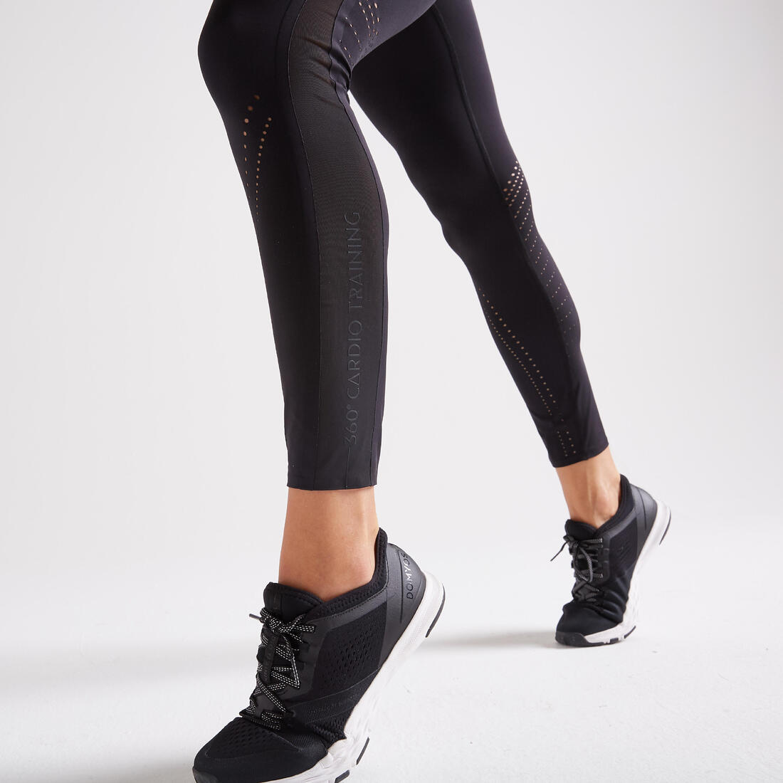 Legging taille haute gainant Fitness Cardio Noir