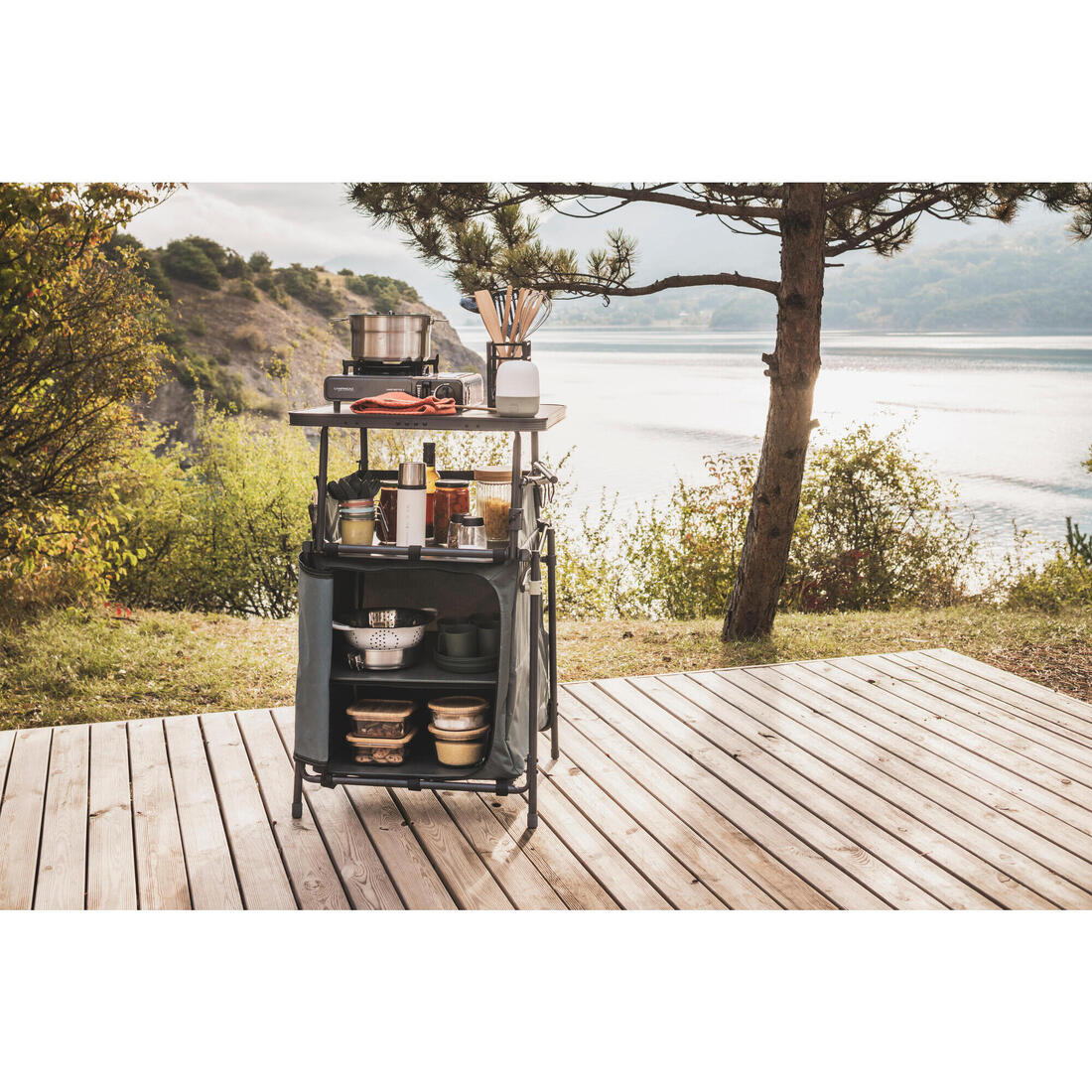 Meuble cuisine de camping S, pliable et compact