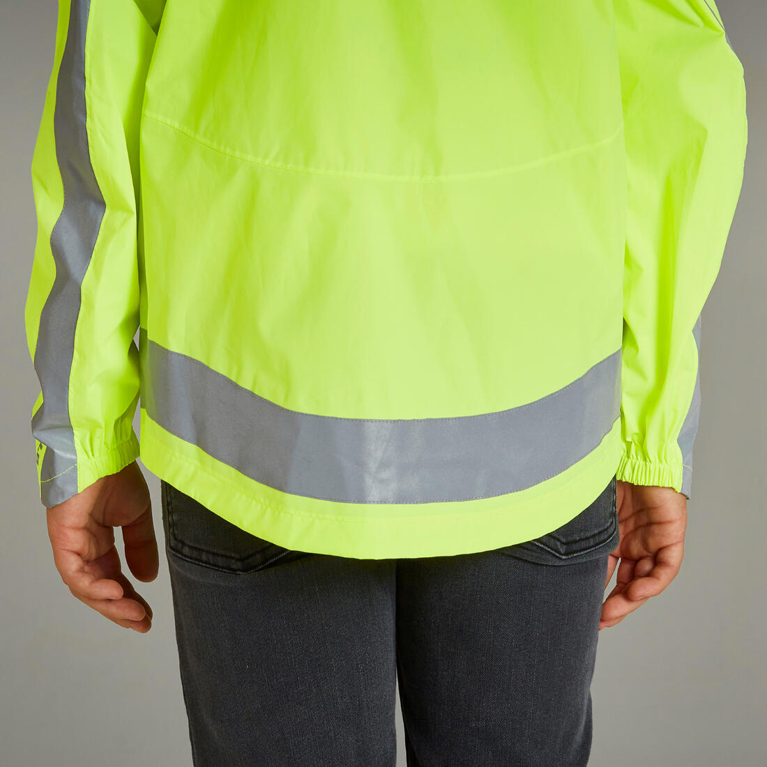 VESTE VÉLO 500 ENFANT PLUIE JAUNE HAUTE VISIBILITÉ