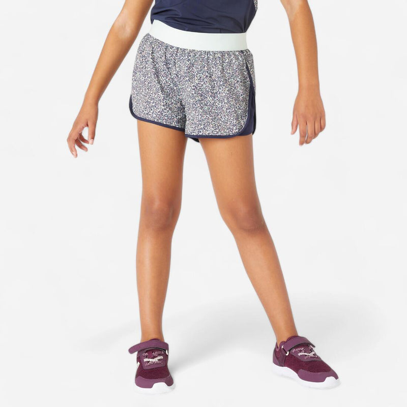 Short 2 en 1 multisport respirant fille, imprimé