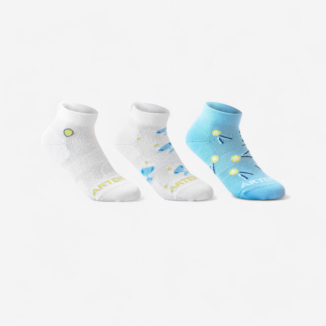 CHAUSSETTES DE SPORT ENFANT MI-HAUTES RS 160 BLANC MARINE LOT DE 3