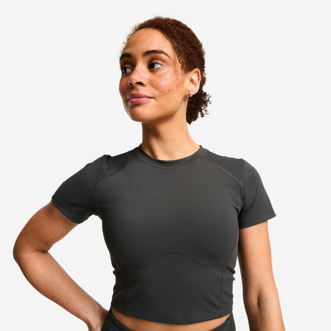 T-shirt de sport manches courtes femme, Shape foncé