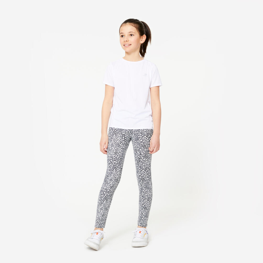 Legging en coton fille, imprimé noir et